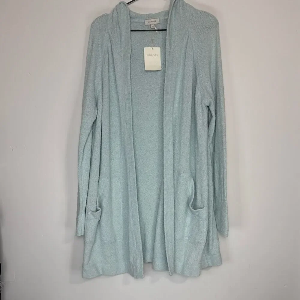 Kinross Cotton Blend Hooded Cardigan L NWT